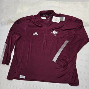NWT Adidas Texas A&M Aggies 1X 1/4 Zip Long Sleeve Maroon Primeblue Stripes ATM